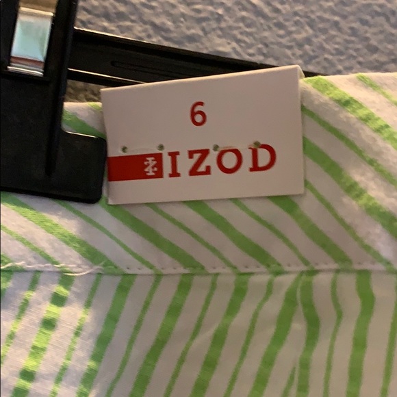 green and white striped izod golf shorts - Picture 3 of 4